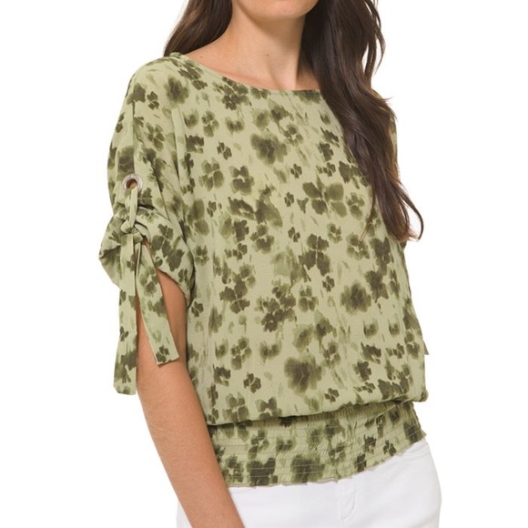 MICHAEL Michael Kors Tops - Michael Kors Floral Print Tie-Sleeve Top